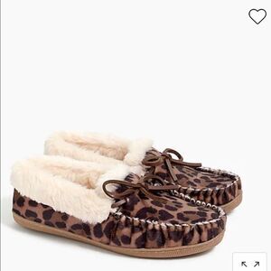 J. CREW CALF HAIR MOTIF LEOPARD MOCCASIN.  NEW
